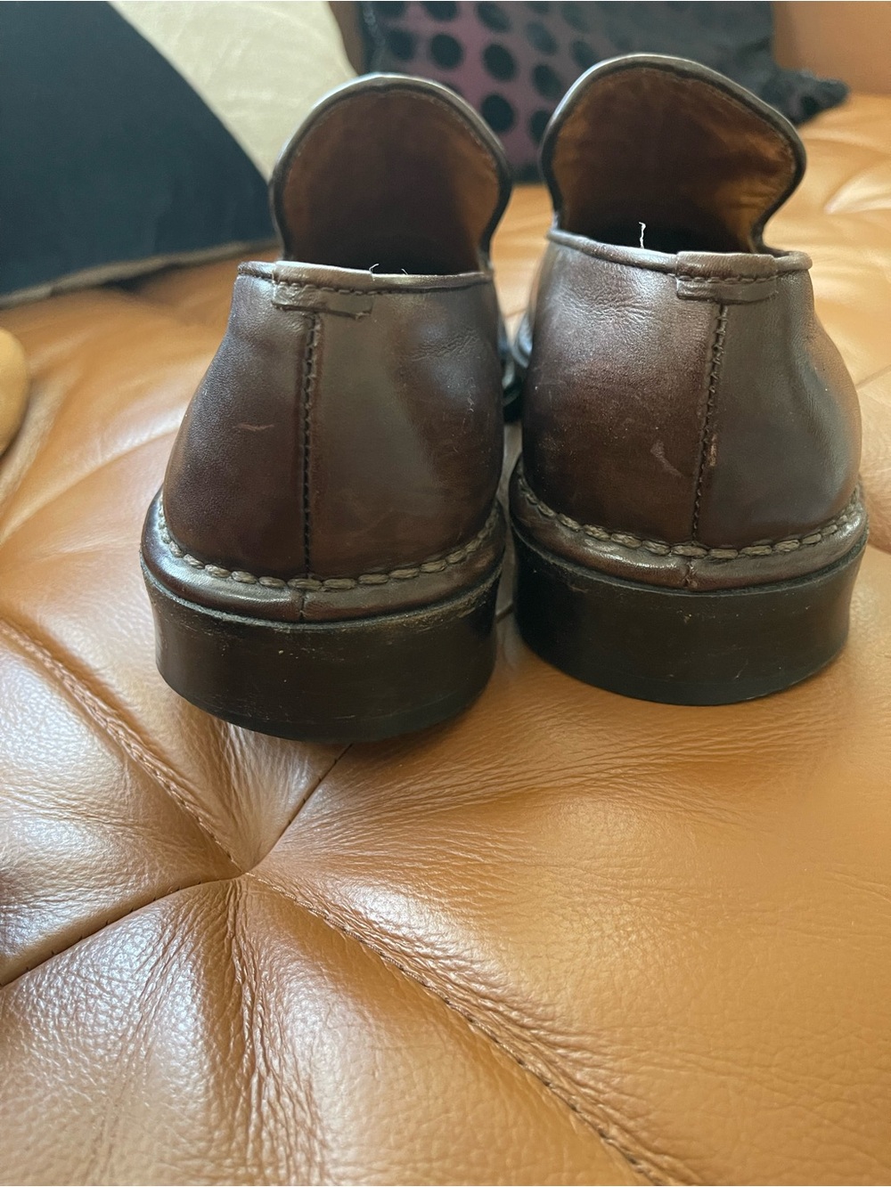 John Varvatos Brown Leather Slip-On Dress Shoes 9,5 - Picture 9 of 9